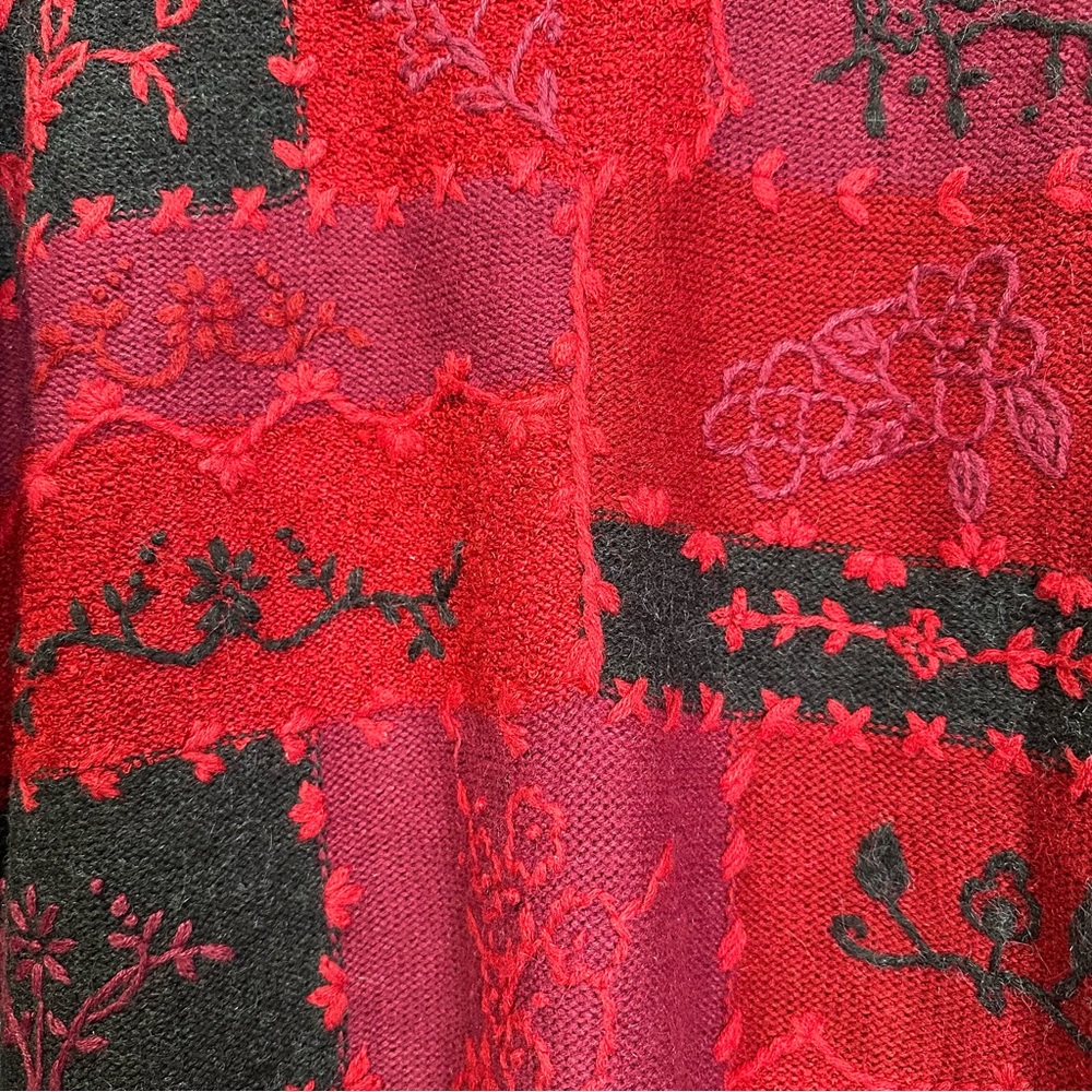 Jaclyn Smith L Red Embroidered Patchwork Floral D… - image 6